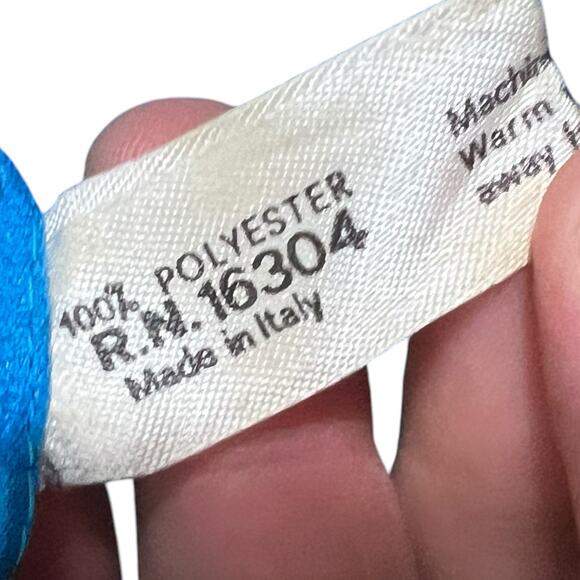 Vintage Blue Floral Polyester Scarf Hand-Painted, Made in Italy - Picture 8 of 9